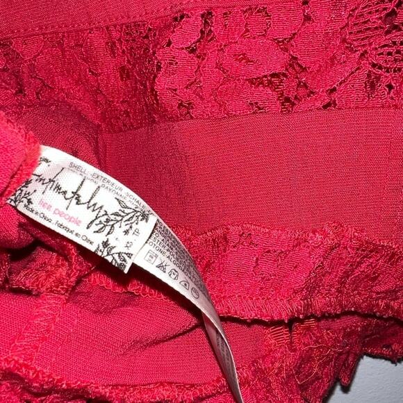 Free People Here I Go Lace Brami Red XS - Picture 6 of 7